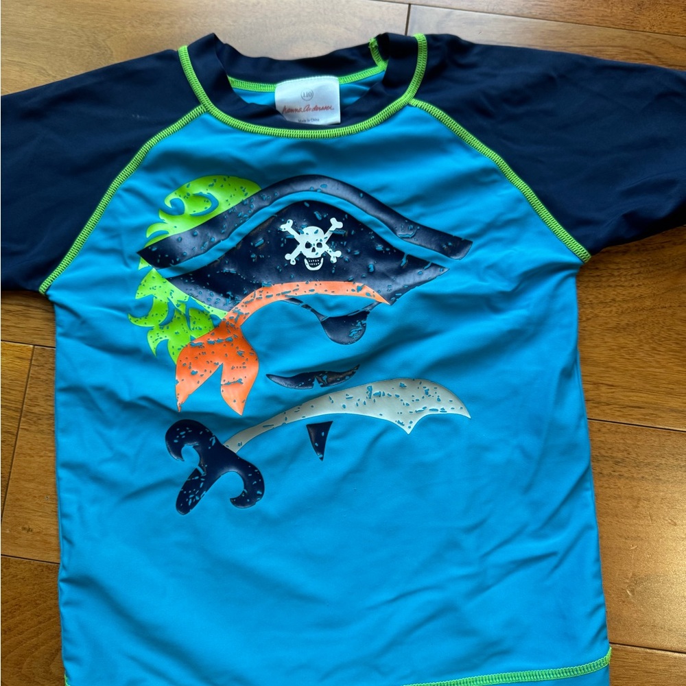 Hanna Andersson Blue and Green Rashguard with Nautical Theme- size 4/5